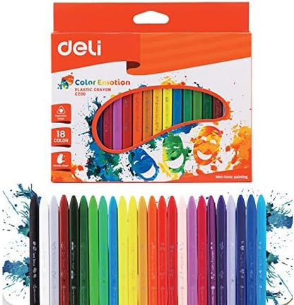 Deli Color Emotion Plastic Crayons - 18 Colors