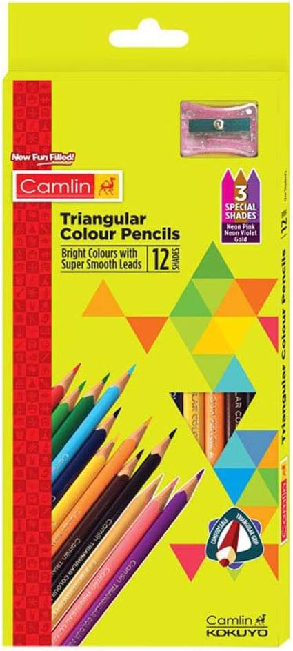 Camlin Triangular Colour Pencils - 12 Shades