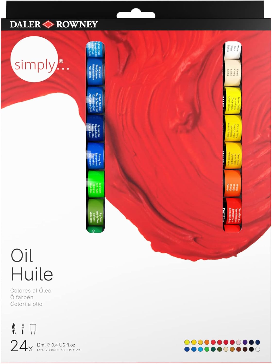 SIMPLY OIL COLOR 24 TUBES 12ML ( BRAND DALER ROWNEY )
