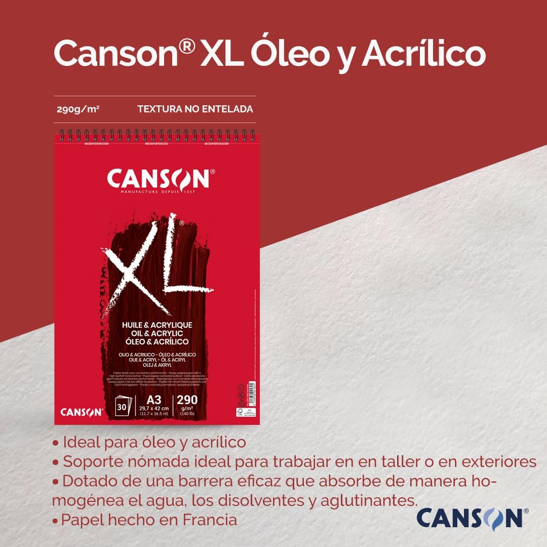 OIL AND ACRYLIC PAD ( BRAND CANSON ) CANSON XL HUILE PAINTING PAD 290GSM 30SHEETS A3SIZE