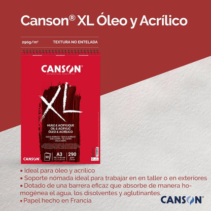 OIL AND ACRYLIC PAD ( BRAND CANSON ) CANSON XL HUILE PAINTING PAD 290GSM 30SHEETS A3SIZE
