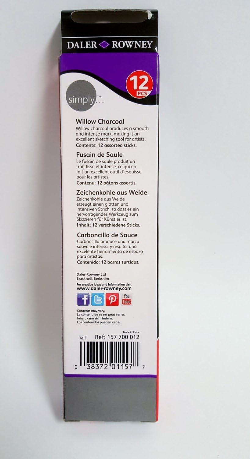 WILLOW CHARCOAL ( BRAND DALER ROWNEY ) SIMPLY 12 PCS