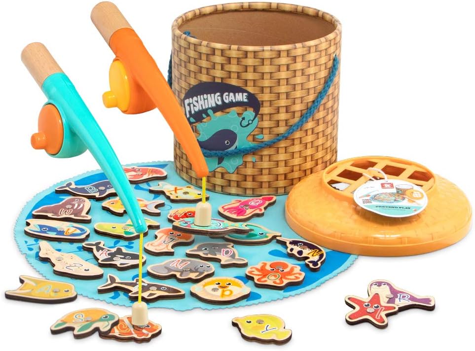 Educational Montessori Toddler Fishing Game - Wooden Magnetic Toys for 3-Year-Old Boys and Girls