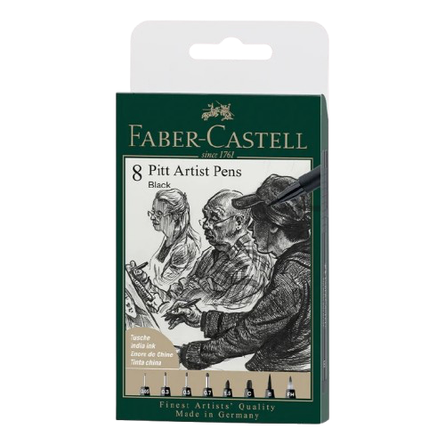 Faber Castell 8 Pitt Artist Pens Black