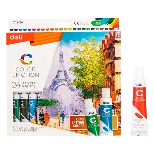 Deli Color Emotion 24 Acrylic Paints Set