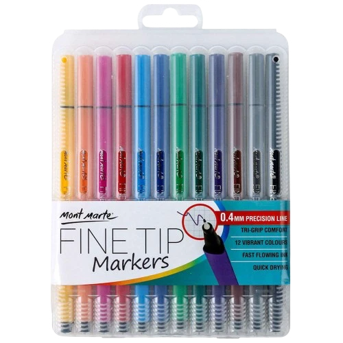 Mont Marte Fine Tip Markers (12 Colors)