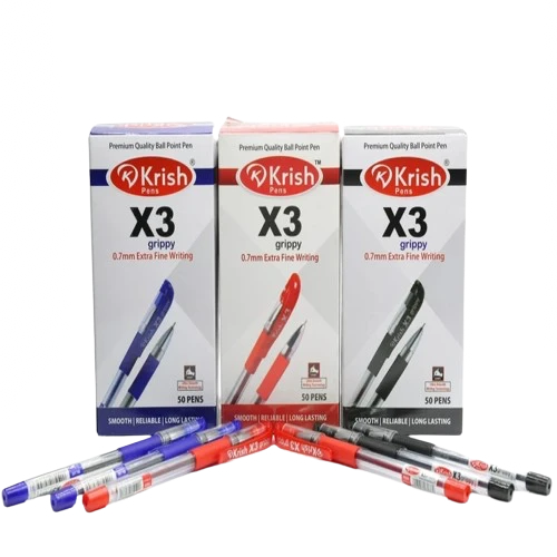 Krish X3 Grippy Ballpoint Pen (50-Pack)