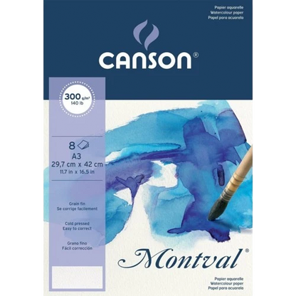 WATERCOLOR  ( BRAND CANSON ) MONTVAL A3 SIZE  8SHEETS