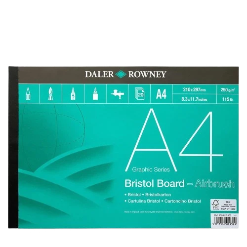 Daler Rowney A4 Bristol Board - Airbrush 250 gsm