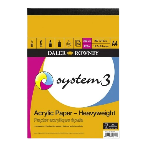 Daler Rowney System 3 Acrylic Paper - Heavyweight 360 gsm