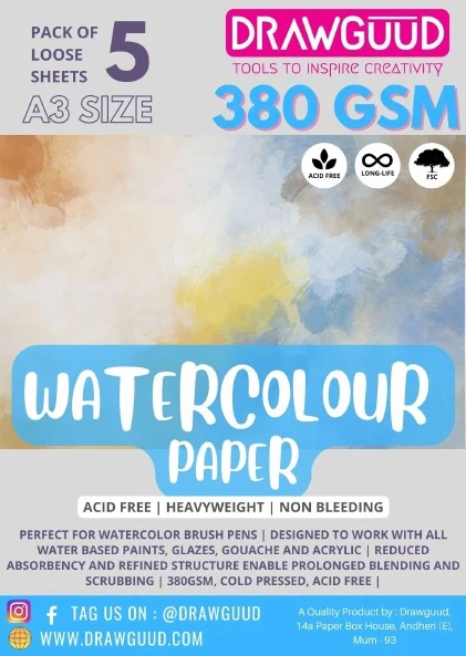 DRAWGUUD WATERCOLOUR PAPER A3 380 gsm