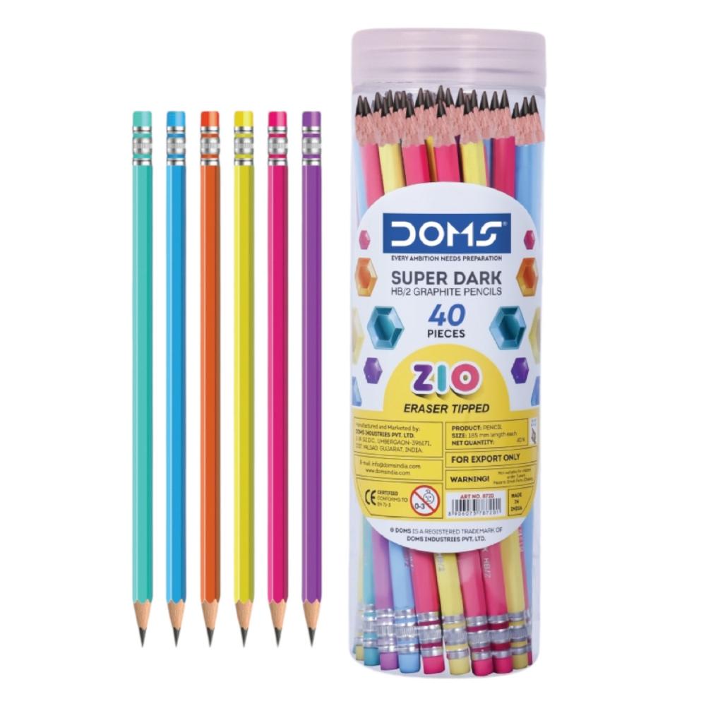 DOMS Zio Super Dark HB Graphite Pencils (40 Pcs)