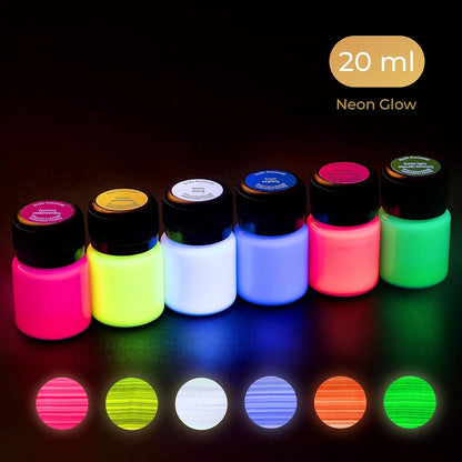 ACRYLIC FLOUROSCENT COLORS FOR ARTS AND CRAFT 6shades  ( BRAND DECOLA )