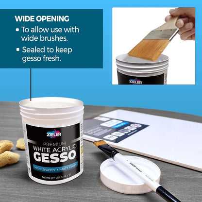 PREMIUM WHITE ACRYLIC GESSO 500ml ( BRAND ZIELER )