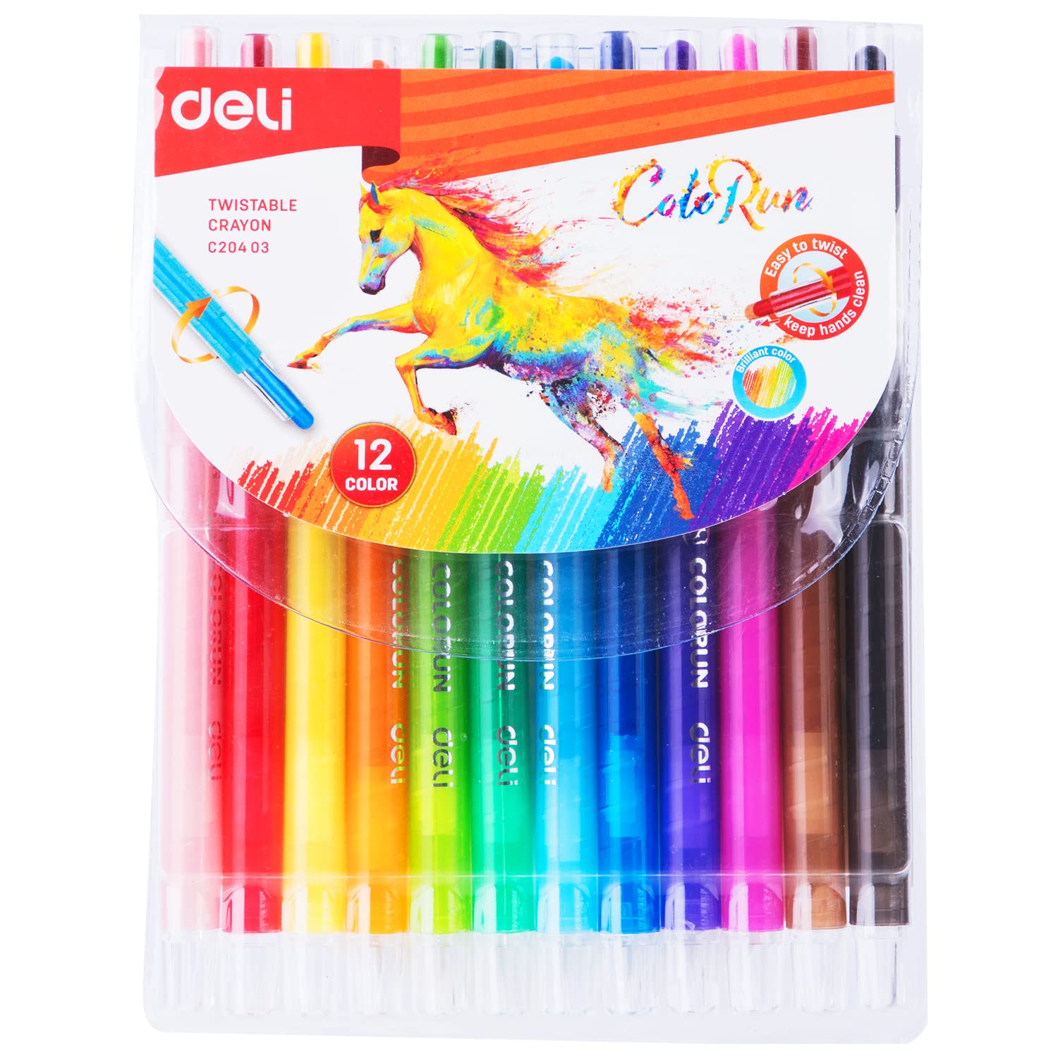 Deli Twistable Crayons (12 Colors)