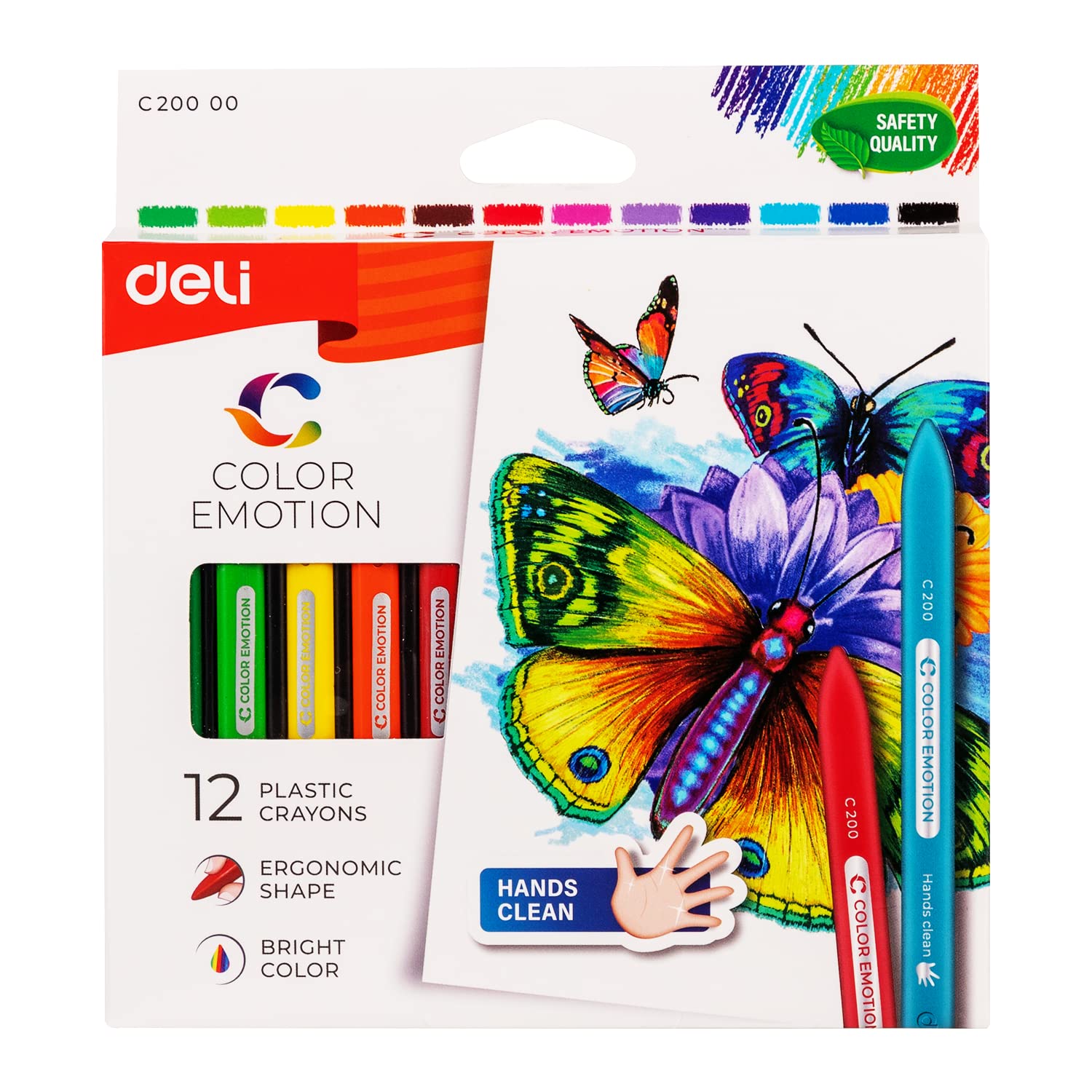 Deli Plastic Crayons (12 Colors)