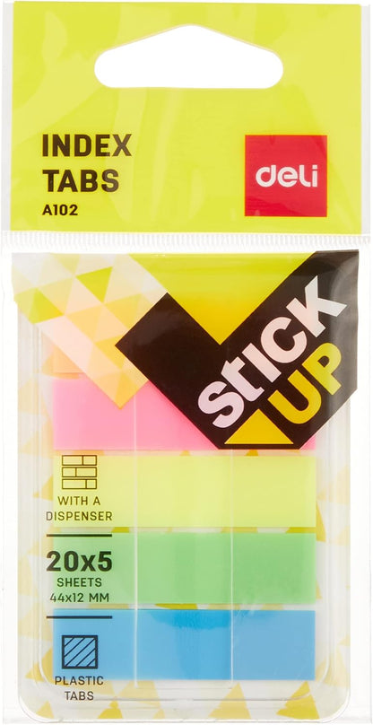 INDEX TAB STICK UP ( BRAND DELI ) 20X5 SHEETS 44X12mm