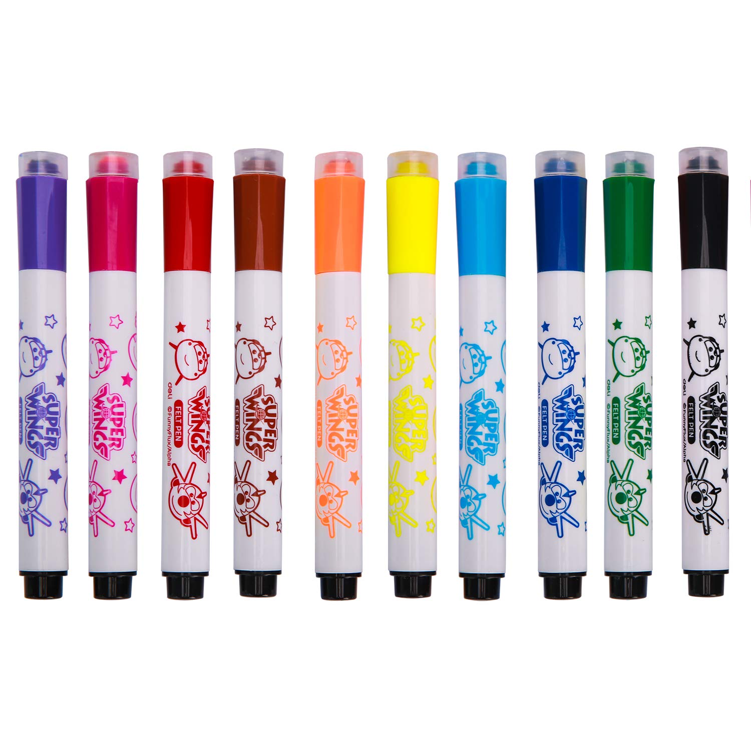 Deli Super Wings Stamp Felt Pens (12 Colors)