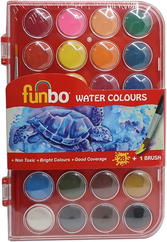 WATERCOLOR PAINT CAKE 28colors with 1 BRUSH ( BRAND FUNBO )