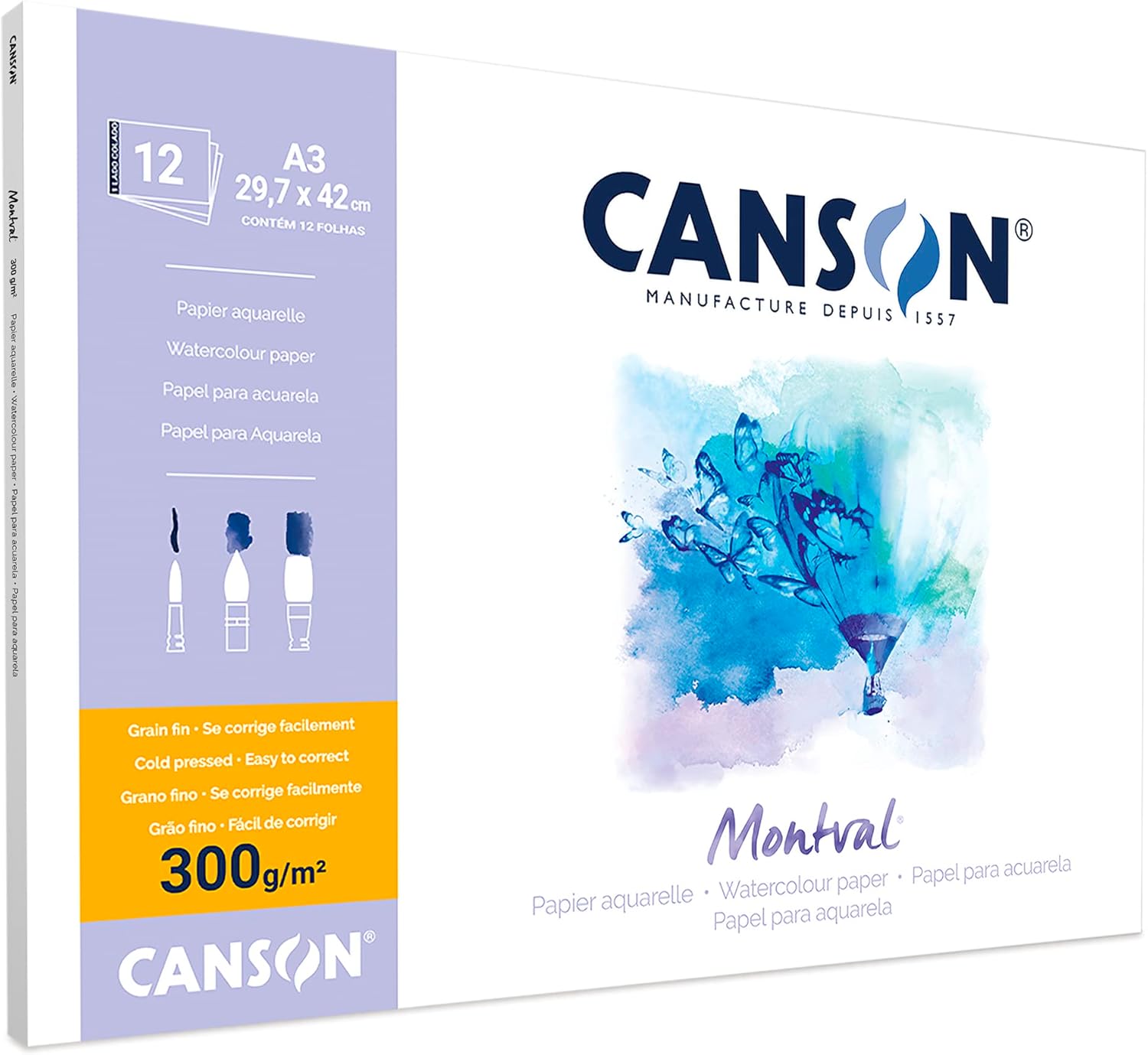 WATERCOLOR  ( BRAND CANSON ) MONTVAL A3 SIZE  8SHEETS