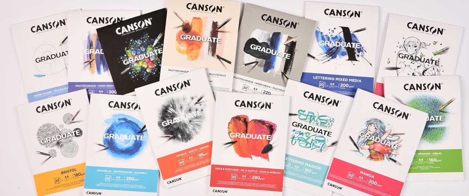 SKETCH PAD ( BRAND CANSON GRADUATE ) ARCYLIC AND OIL PAD  A4 SIZE 290 GSM 20SHEETS