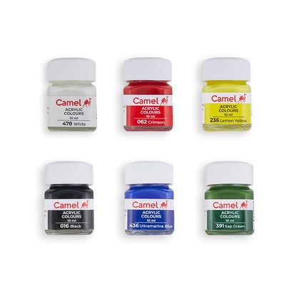 Camel Acrylic Colours Set - 6 Shades x 10ml