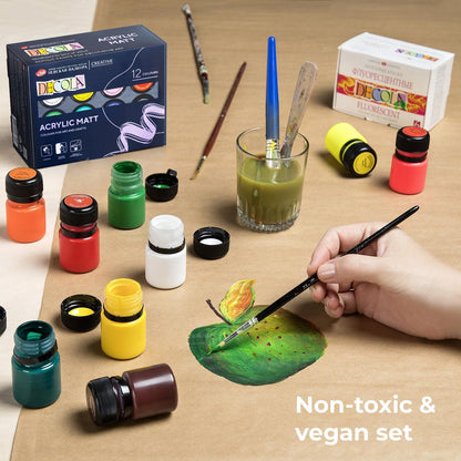 ACRYLIC FLOUROSCENT COLORS FOR ARTS AND CRAFT 6shades  ( BRAND DECOLA )