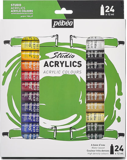 Pébéo Studio Acrylics - 24 Colors Set (12 ml Each)