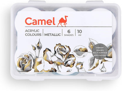 FABRIC PAINT 6 METALLIC COLORS ( BRAND CAMEL )