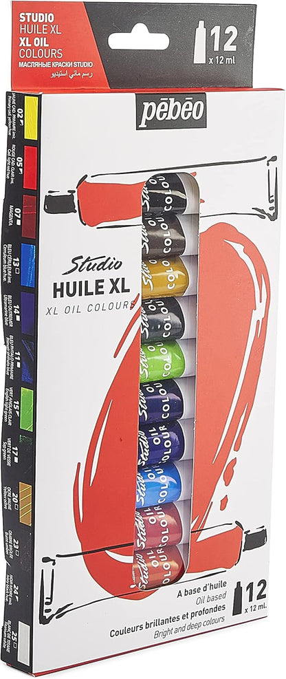 Pébéo Studio Huile XL Oil Colour Set - 12 Colors (12 ml Each)