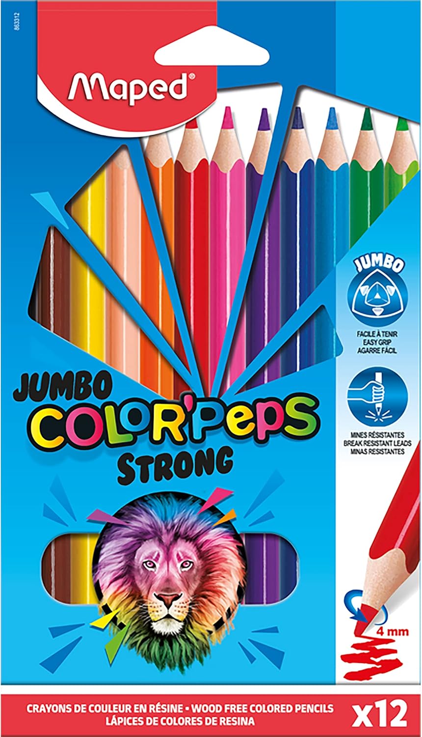 Maped Jumbo Color’Peps Strong Colored Pencils (12 Colors)