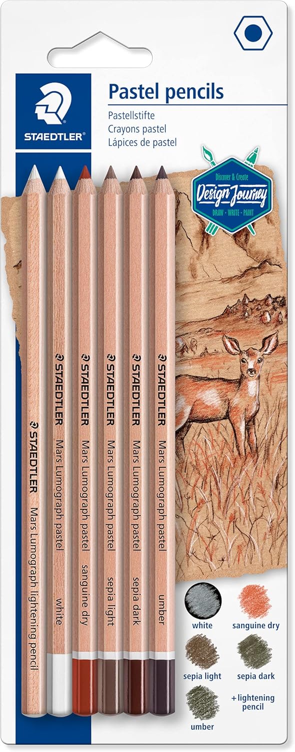 MARS LUMOGRAPH PASTEL PENCIL 6shades ( BRAND STAEDTLER )