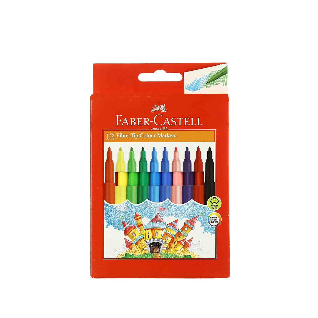 Faber-Castell Fibre-Tip Colour Markers (12 Colors)