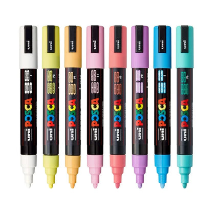 Uni Posca PC-5M Paint Marker Set (8 Colors - 1.8mm to 2.5mm Tip)