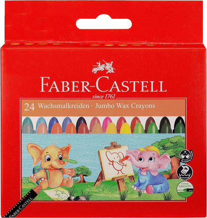 JUMBO WAX CRAYONS 24 COLORS  ( BRAND FABER CASTELL )