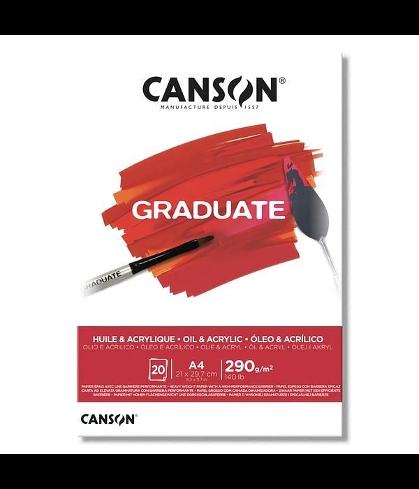 SKETCH PAD ( BRAND CANSON GRADUATE ) ARCYLIC AND OIL PAD  A4 SIZE 290 GSM 20SHEETS