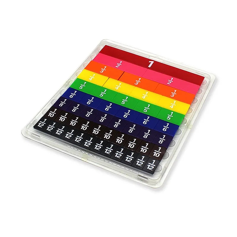 51pcs Montessori Math Materials Manipulatives Plastic Rainbow Fraction Tiles with Tray