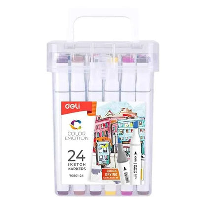 SKETCH MARKER SET ( BRAND DELI ) 24 COLORS