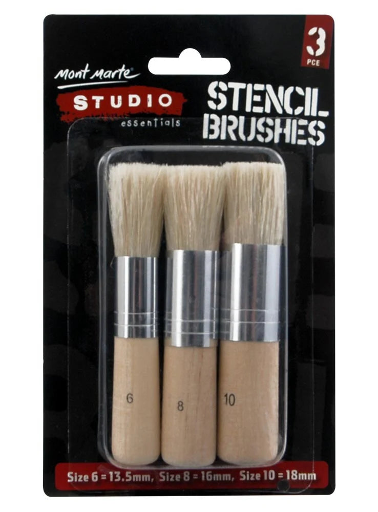 Mont Marte Studio Essentials Stencil Brushes - 3pc