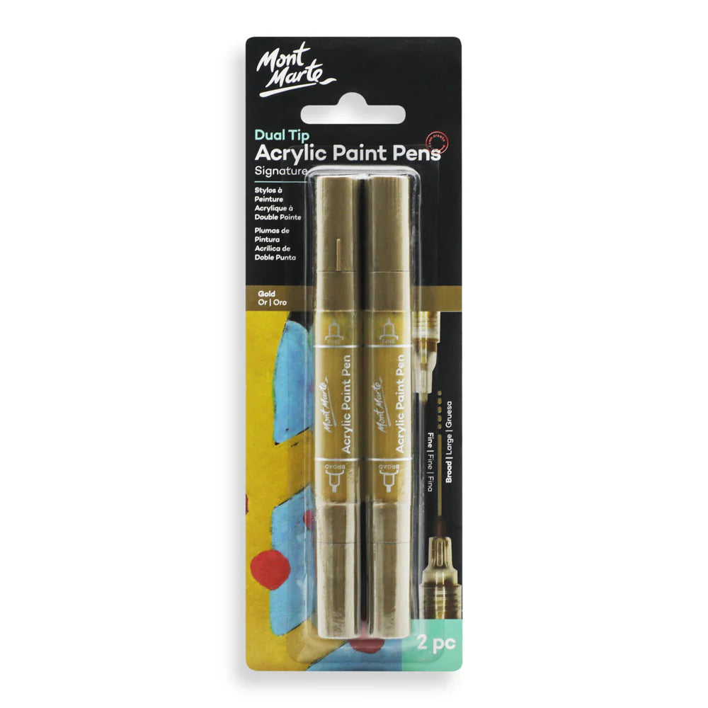 Mont Marte Dual Tip Acrylic Paint Pens - Gold (2 pcs)