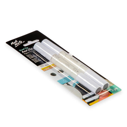 Mont Marte Dual Tip Acrylic Paint Pens - White (2 pcs)