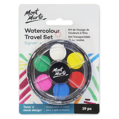 Mont Marte Watercolour Travel Set - Signature (19 Pieces)