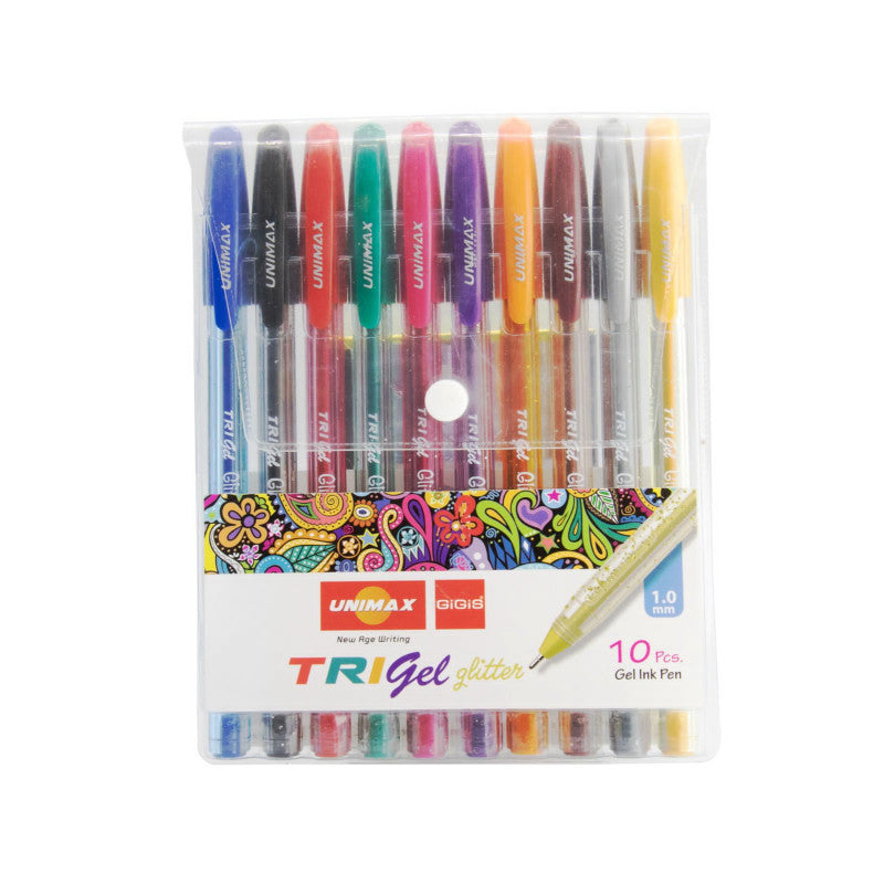 Unimax TriGel Glitter Pens (10 Pieces)