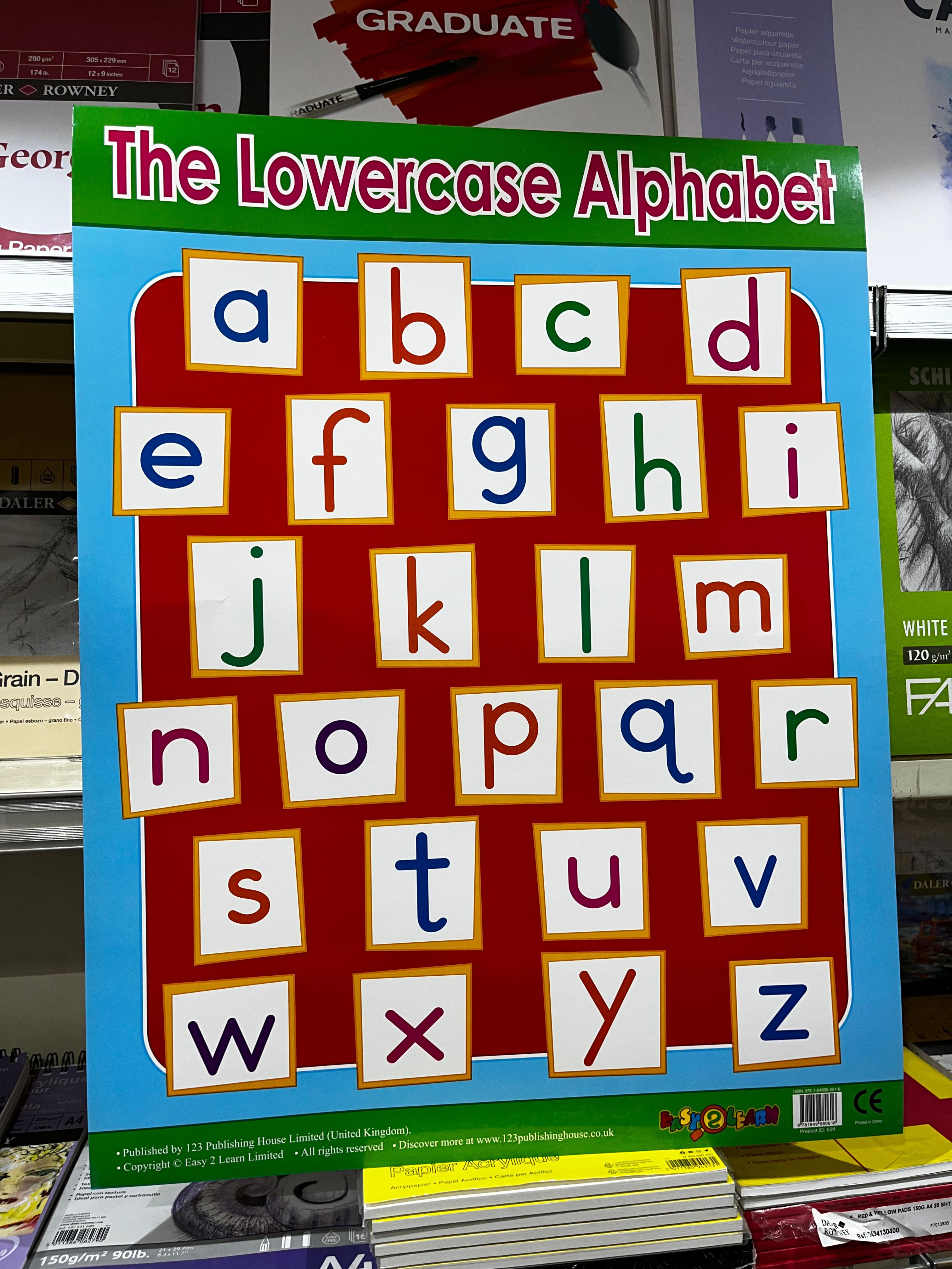 ENGLISH CHART BOARD -  THE LOWER CASE ALPHABET  ID (E24)