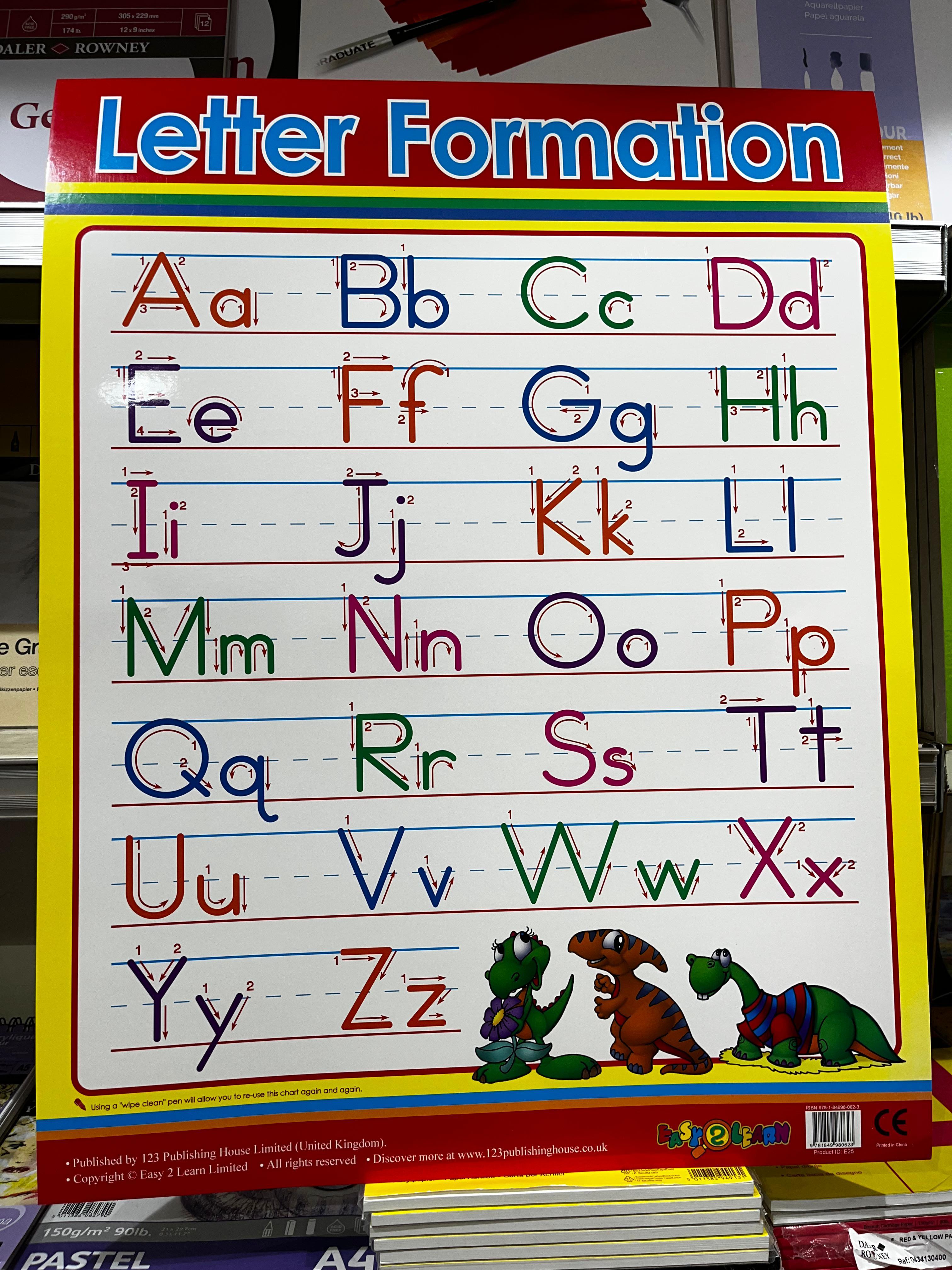 ENGLISH CHART BOARD - ALPHABET LETTER FORMATION ID (E25)