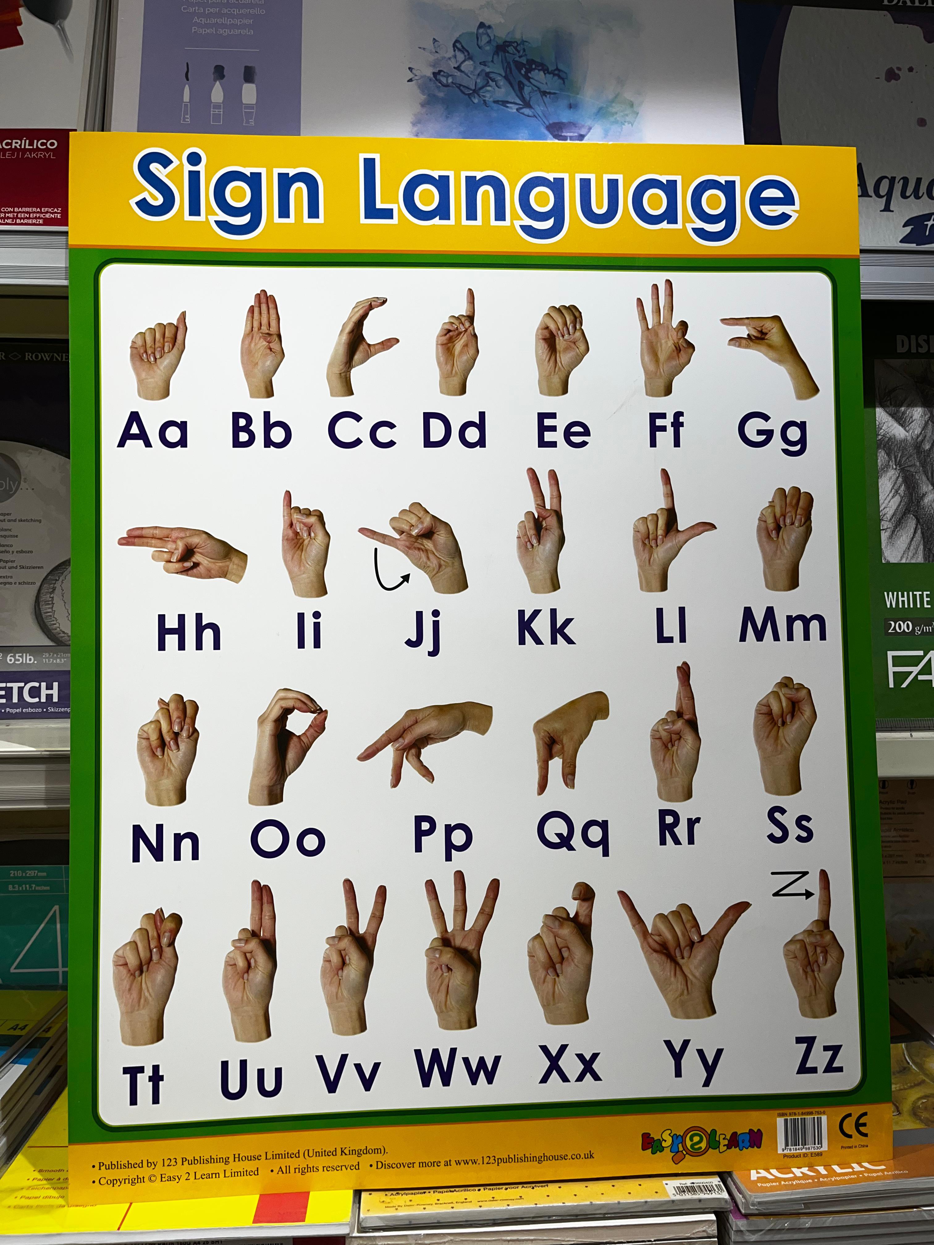 ENGLISH CHART BOARD - SIGN LANGUAGE ID (E589)