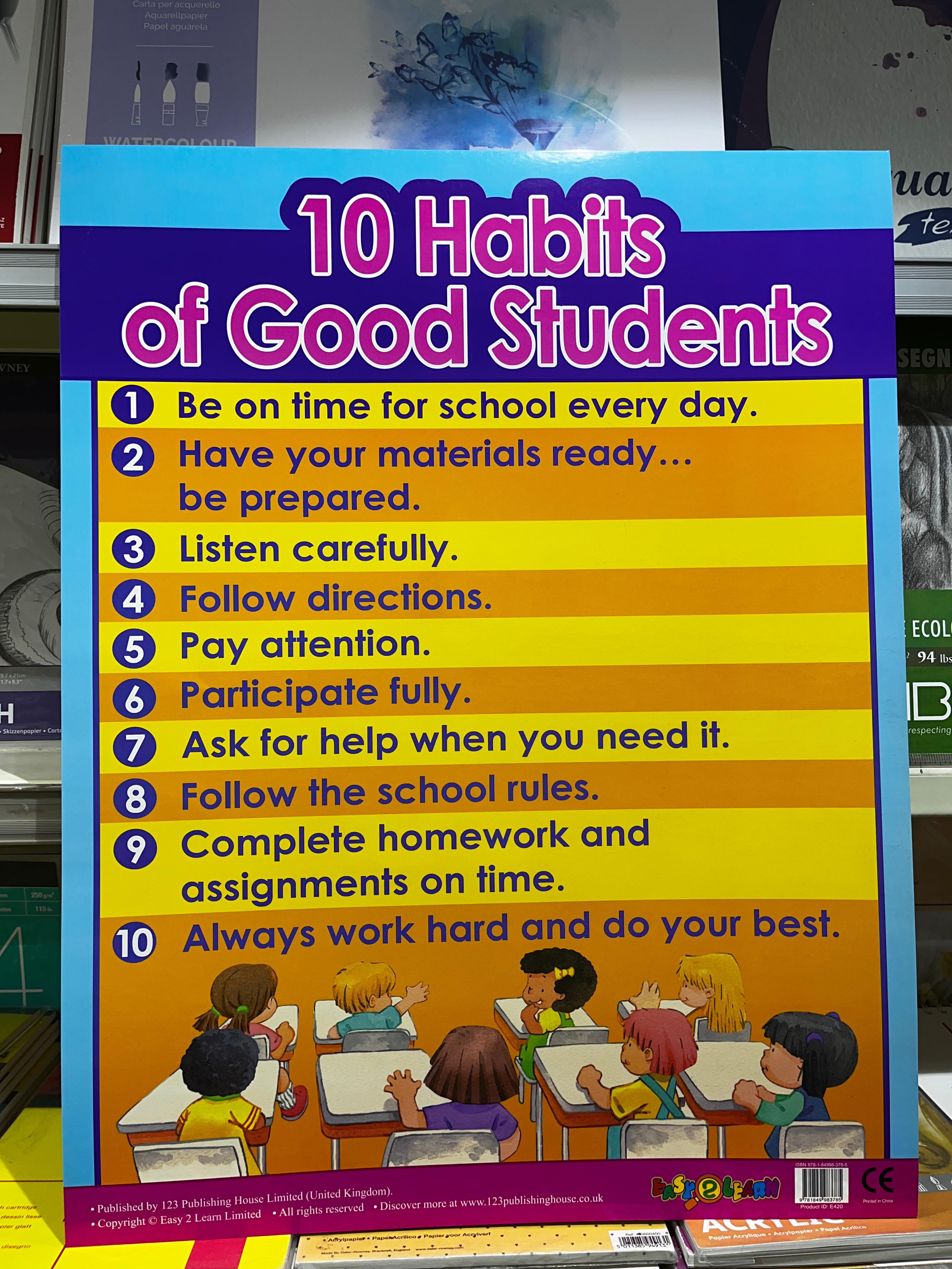 ENGLISH CHART BOARD - 10 HABITS OF GOOD STUDENT ID (E420)