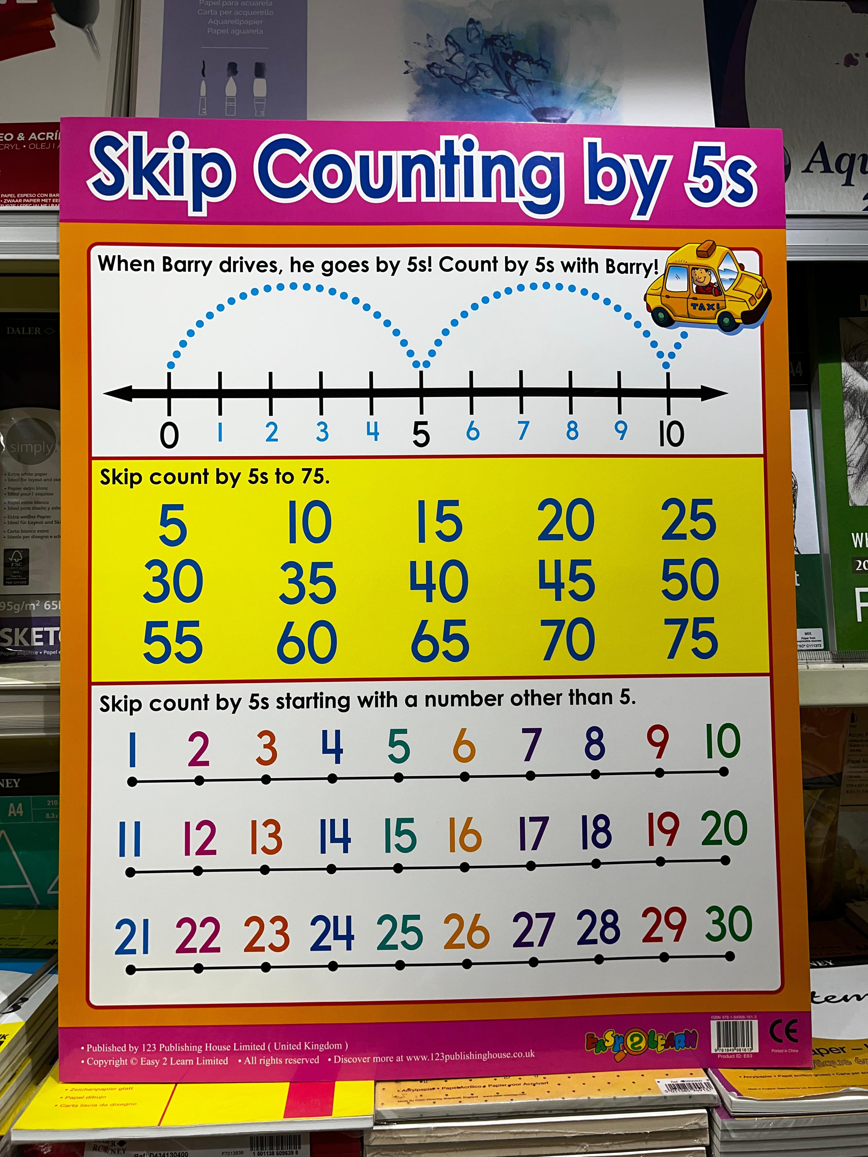 ENGLISH CHART BOARD - SKIP COUNTING BY 5'S  ID (E63)