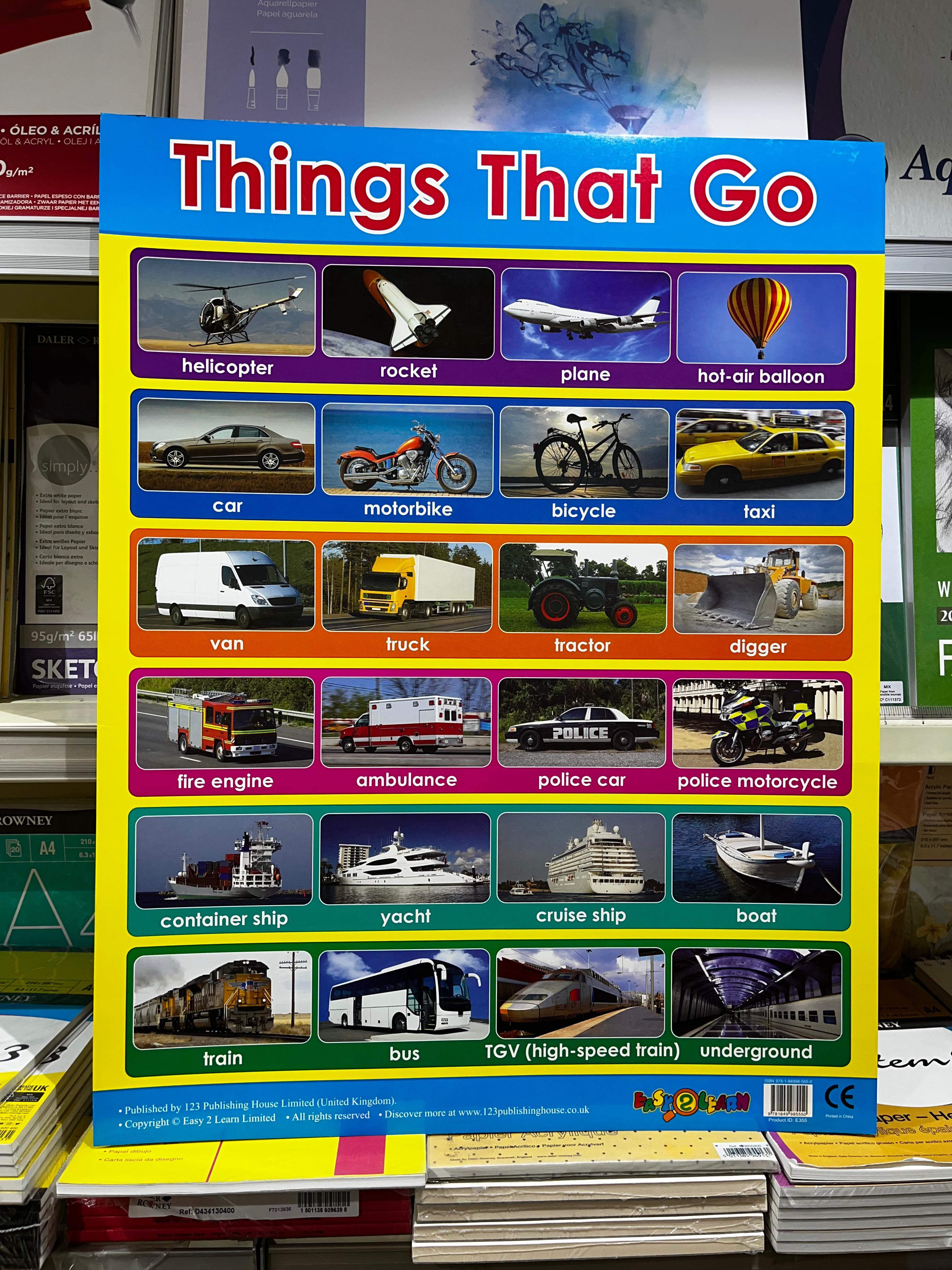 ENGLISH CHART BOARD - THINGS THAT GO ID (E355)