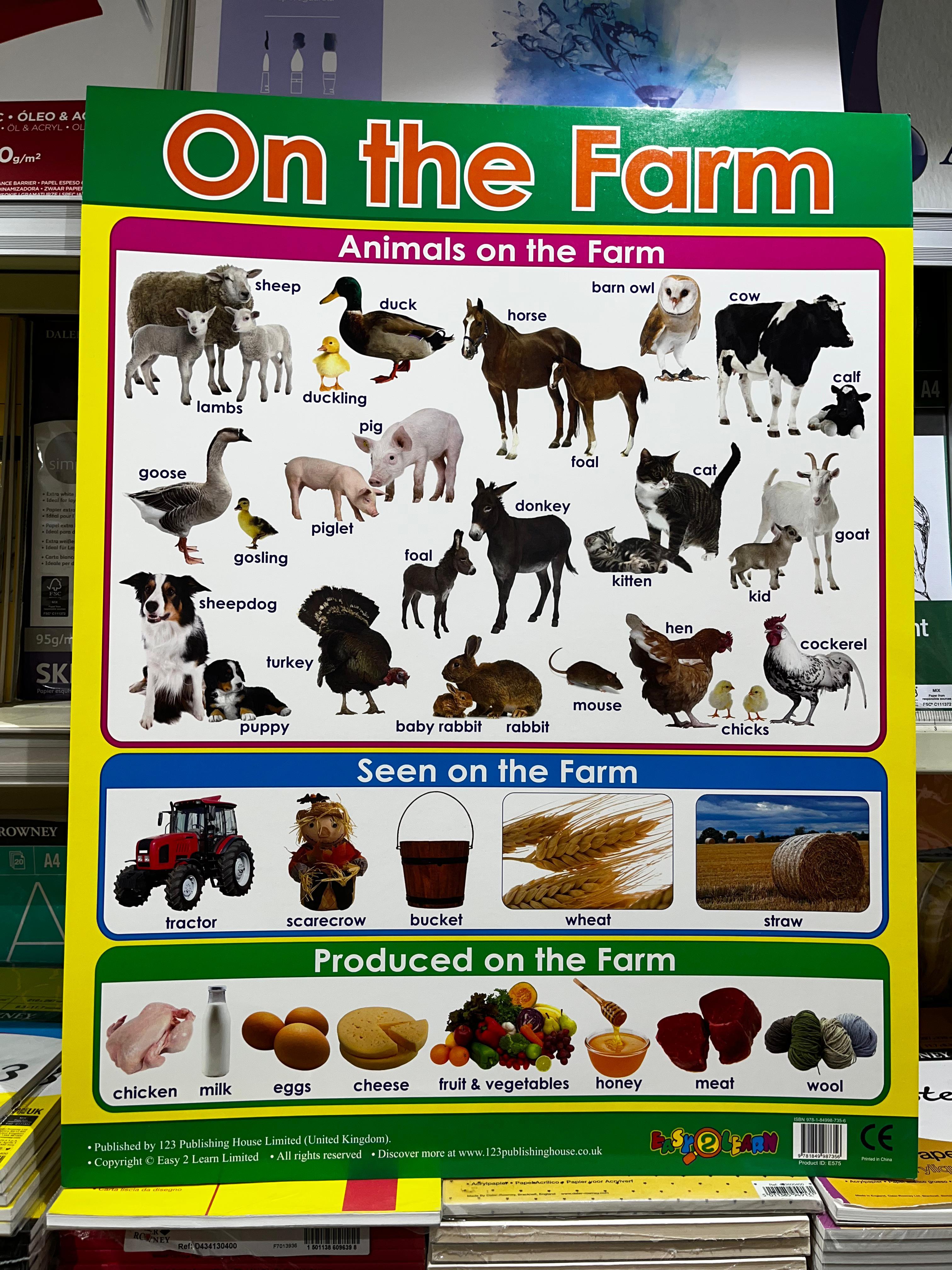 ENGLISH CHART BOARD  - ON THE FARM ID (E575)